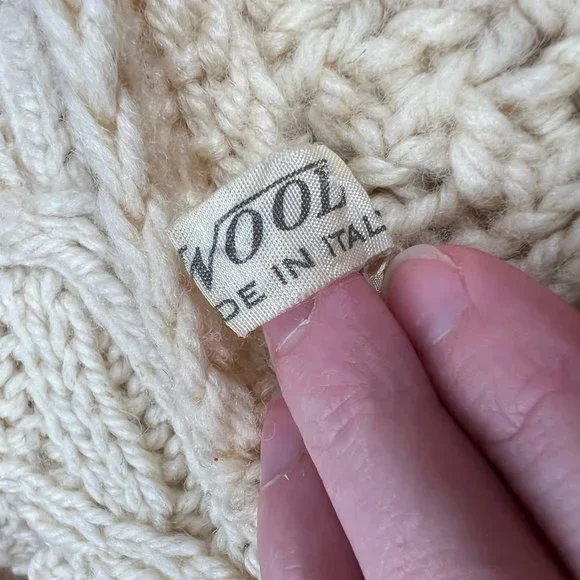 Vintage Hand Knit Oversized Cable Knit Aran Fisherman Cardigan Sweater Grandpa - Picture 8 of 13